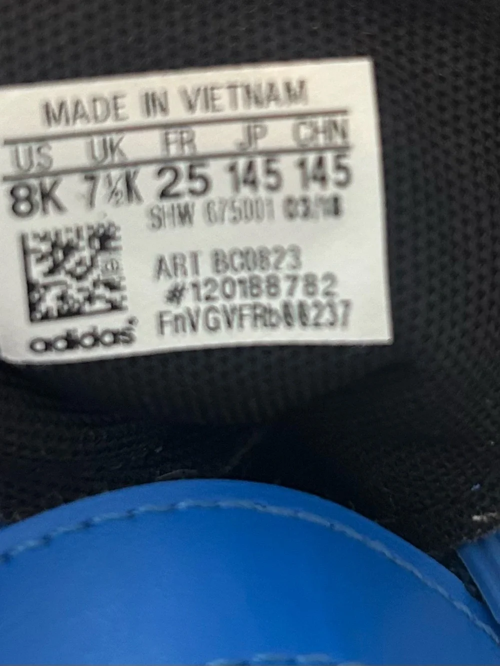 Adidas Unisex Performance Duramo 9 Kid's Size 8K Blue Sneaker Shoes BC0823
